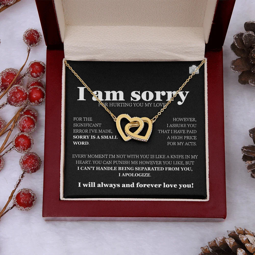 I am sorry - Interlocking Hearts Necklace - Gift Set - SLDDL0118 - Sunshine Letters Co