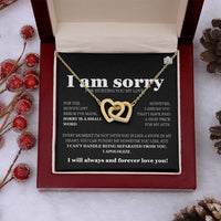 I am sorry - Interlocking Hearts Necklace - Gift Set - SLDDL0118 - Sunshine Letters Co
