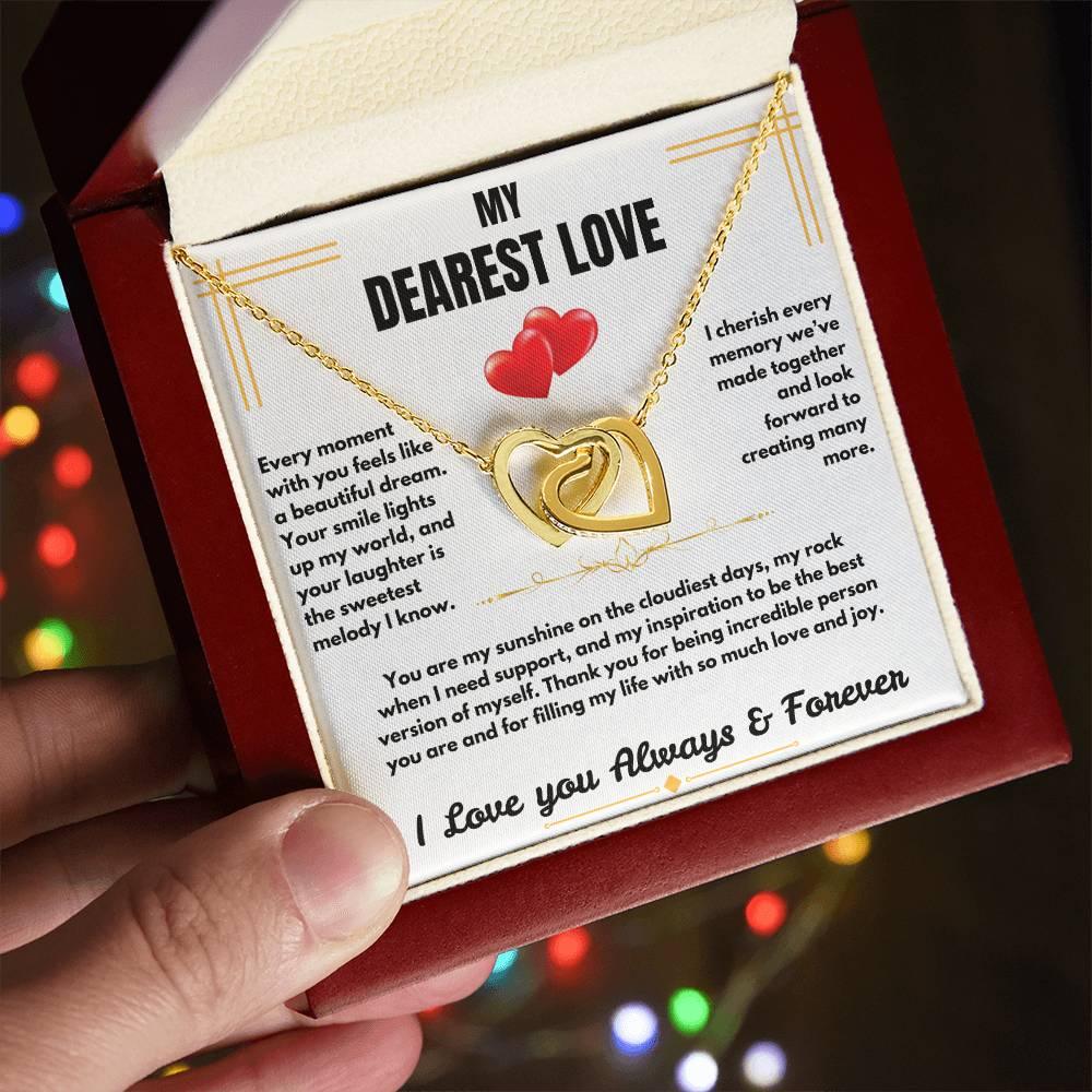 To My Dearest Love - Interlocking Hearts Necklace - Gift Set - SLDDL0059 - Sunshine Letters Co