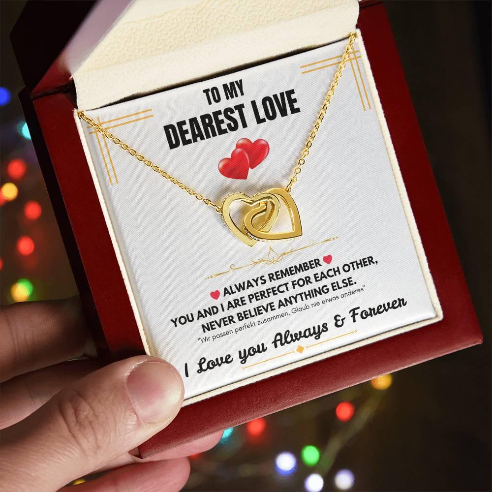 To My Dearest Love - Interlocking Hearts Necklace - Gift Set - SLDDL0061 - Sunshine Letters Co
