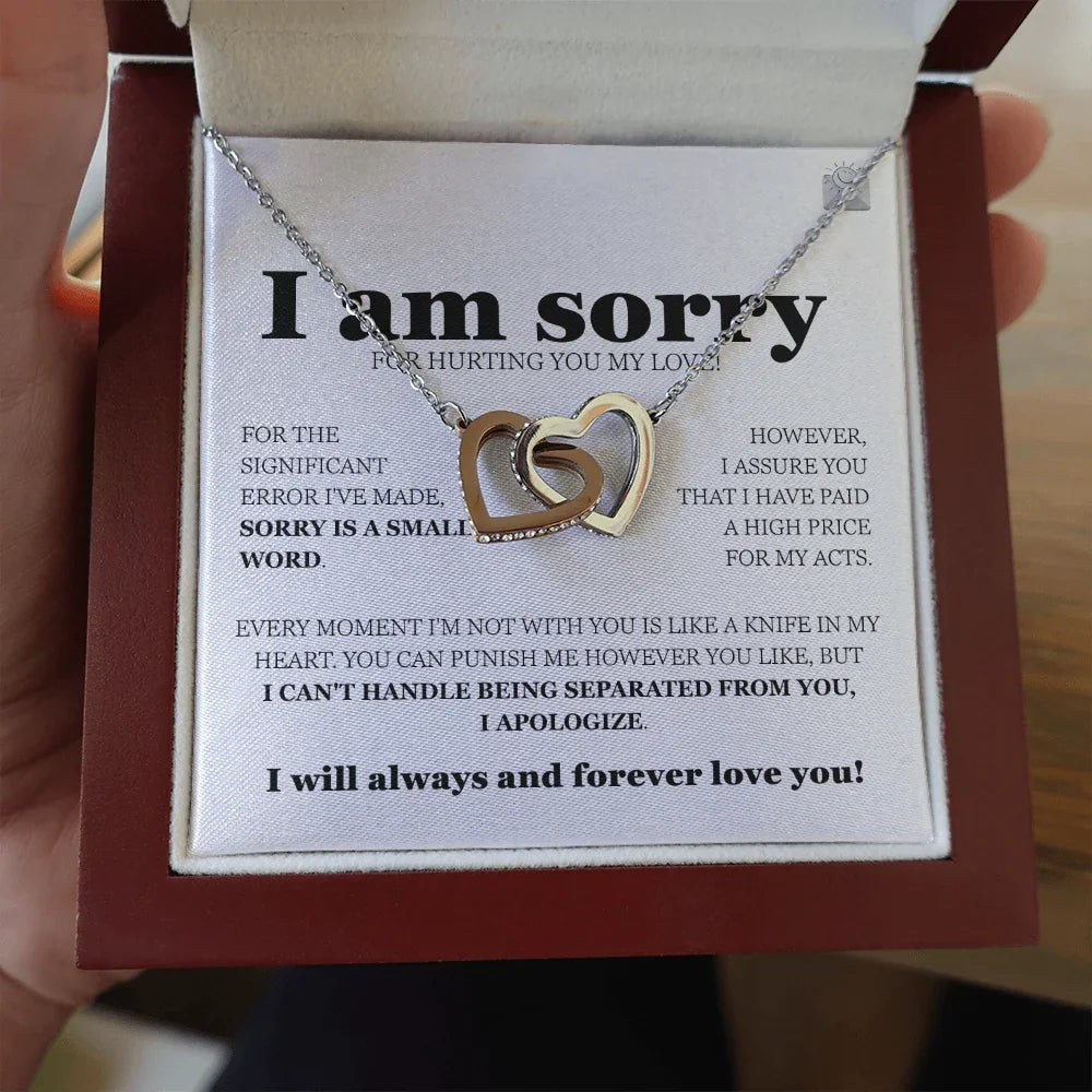 I am sorry - Interlocking Hearts Necklace - Gift Set - SLDDL0114 - Sunshine Letters Co