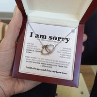 I am sorry - Interlocking Hearts Necklace - Gift Set - SLDDL0114 - Sunshine Letters Co