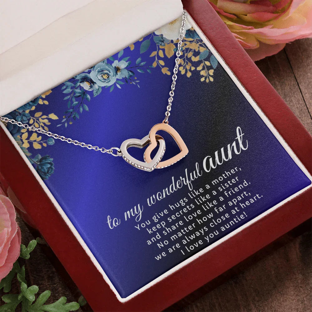 To My Wonderful Aunt - Interlocking Hearts Necklace - Gift Set - SLDDL0120 - Sunshine Letters Co