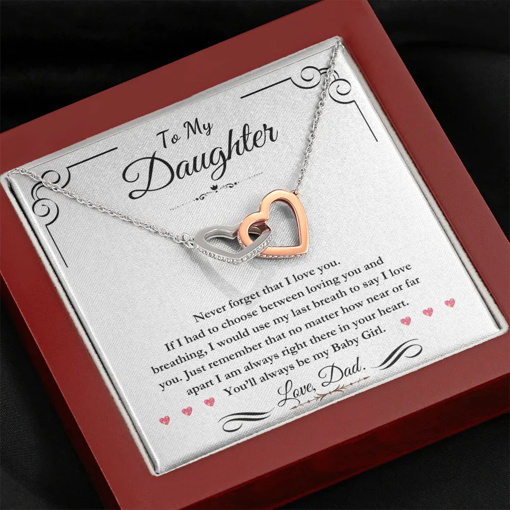 To My Daughter - Interlocking Hearts Necklace - Gift Set - SLDDL0100 - Sunshine Letters Co