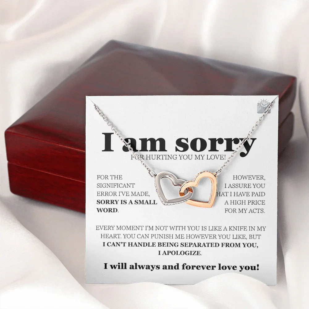 I am sorry - Interlocking Hearts Necklace - Gift Set - SLDDL0114 - Sunshine Letters Co