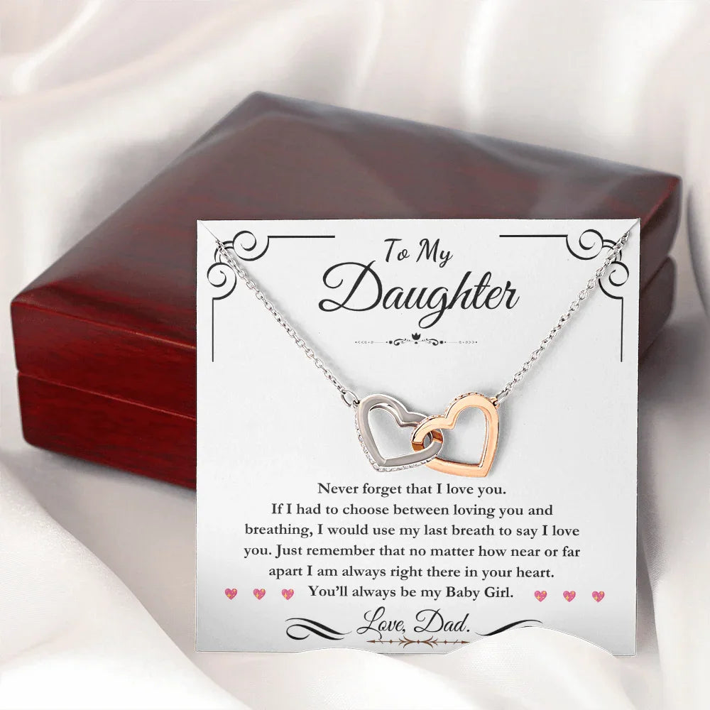 To My Daughter - Interlocking Hearts Necklace - Gift Set - SLDDL0100 - Sunshine Letters Co