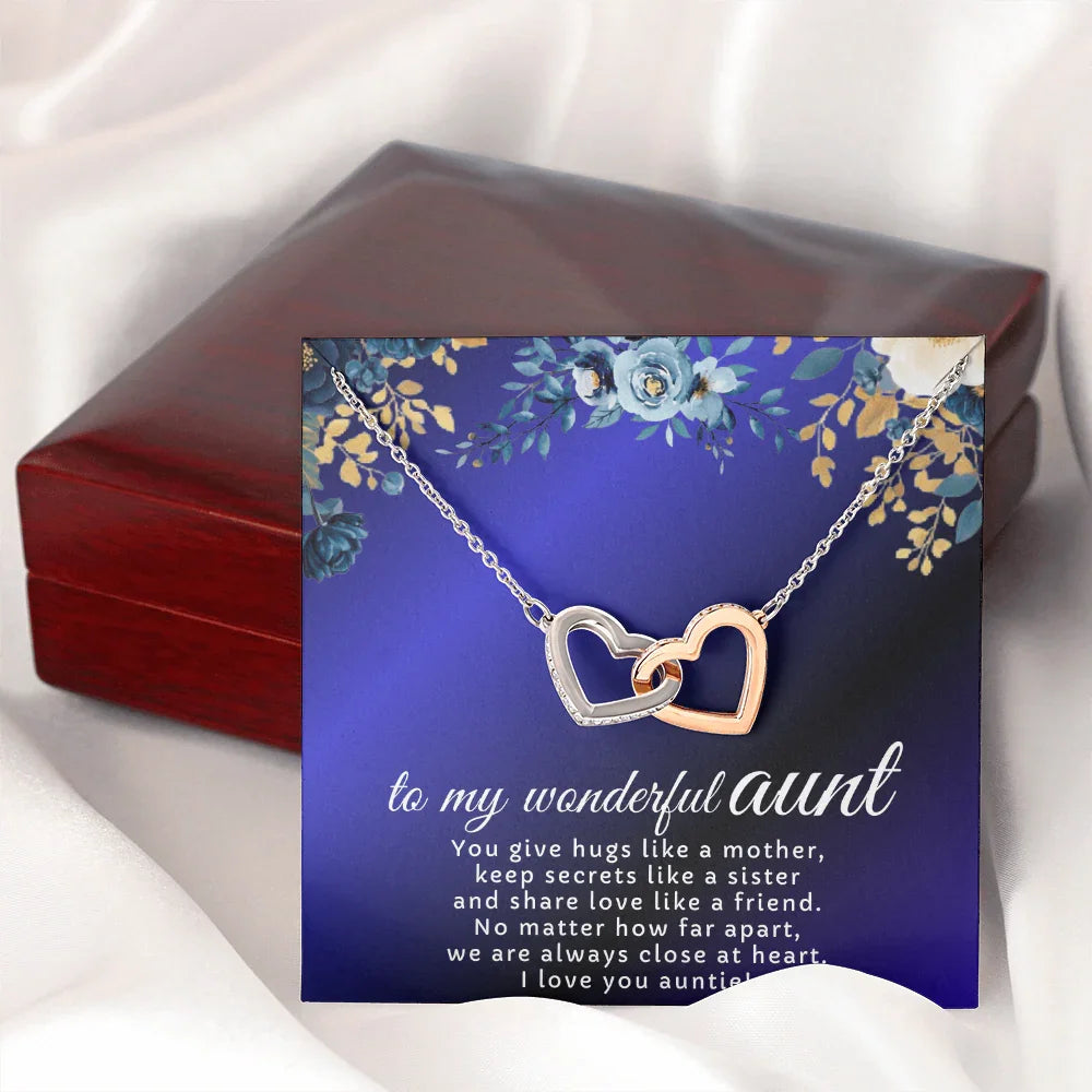 To My Wonderful Aunt - Interlocking Hearts Necklace - Gift Set - SLDDL0120 - Sunshine Letters Co