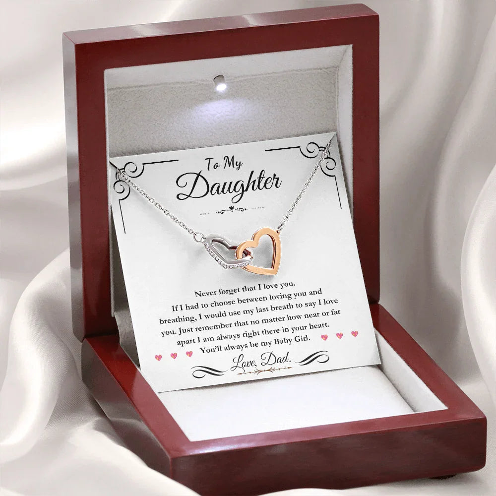 To My Daughter - Interlocking Hearts Necklace - Gift Set - SLDDL0100 - Sunshine Letters Co