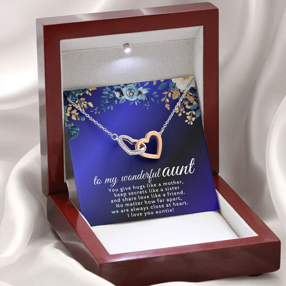 To My Wonderful Aunt - Interlocking Hearts Necklace - Gift Set - SLDDL0120 - Sunshine Letters Co