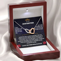 To My Daughter - Interlocking Hearts Necklace - Gift Set - SLDDL0083 - Sunshine Letters Co