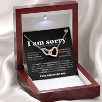 I am sorry - Interlocking Hearts Necklace - Apology Gift Set - SLDDL0129 - Sunshine Letters Co