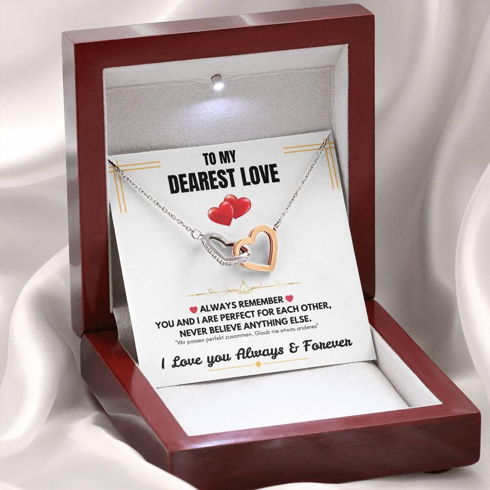 To My Dearest Love - Interlocking Hearts Necklace - Gift Set - SLDDL0061 - Sunshine Letters Co