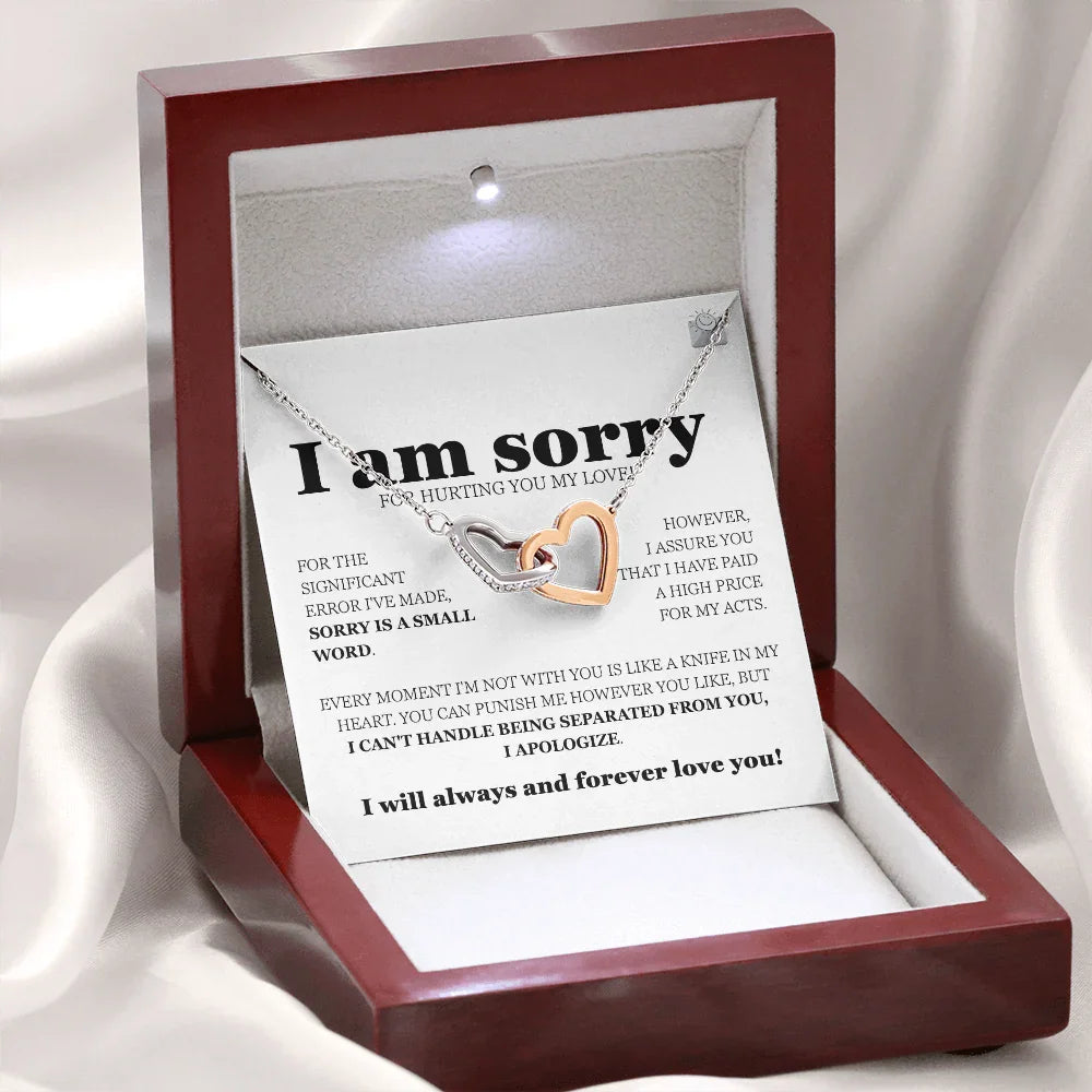 I am sorry - Interlocking Hearts Necklace - Gift Set - SLDDL0114 - Sunshine Letters Co