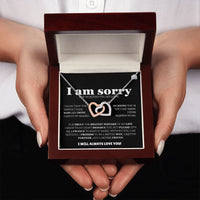 I am sorry - Interlocking Hearts Necklace - Apology Gift Set - SLDDL0129 - Sunshine Letters Co