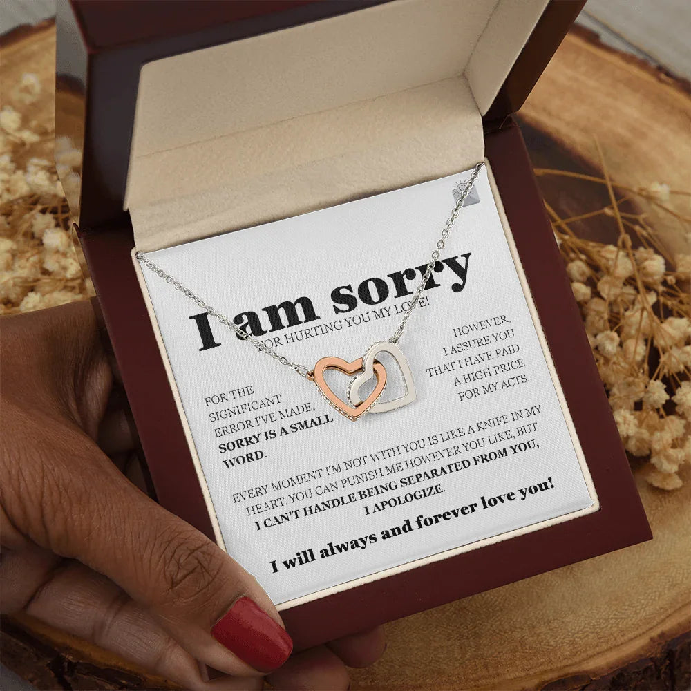 I am sorry - Interlocking Hearts Necklace - Gift Set - SLDDL0114 - Sunshine Letters Co