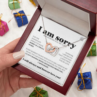I am sorry - Interlocking Hearts Necklace - Gift Set - SLDDL0114 - Sunshine Letters Co