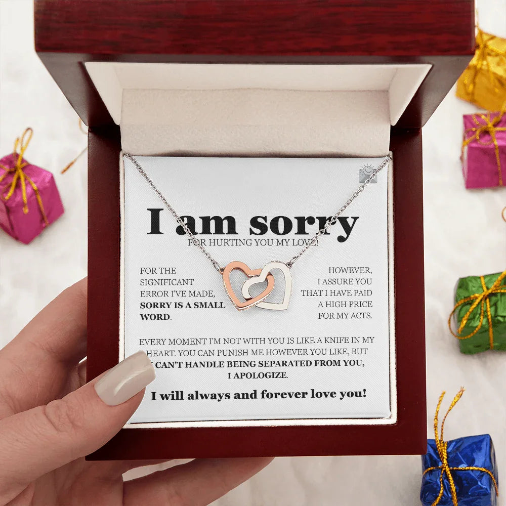 I am sorry - Interlocking Hearts Necklace - Gift Set - SLDDL0114 - Sunshine Letters Co