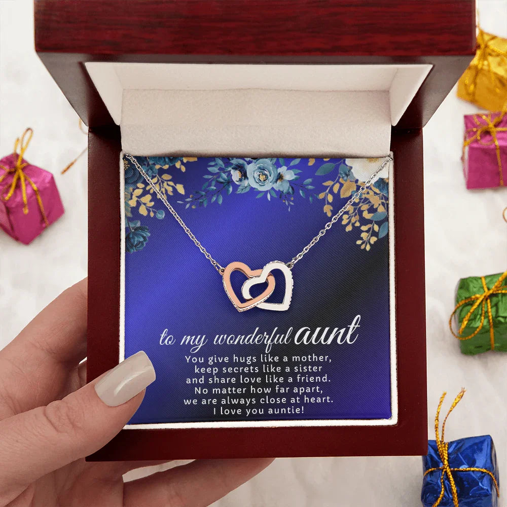 To My Wonderful Aunt - Interlocking Hearts Necklace - Gift Set - SLDDL0120 - Sunshine Letters Co