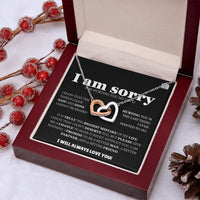 I am sorry - Interlocking Hearts Necklace - Apology Gift Set - SLDDL0129 - Sunshine Letters Co