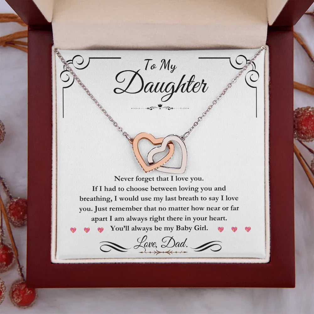 To My Daughter - Interlocking Hearts Necklace - Gift Set - SLDDL0100 - Sunshine Letters Co