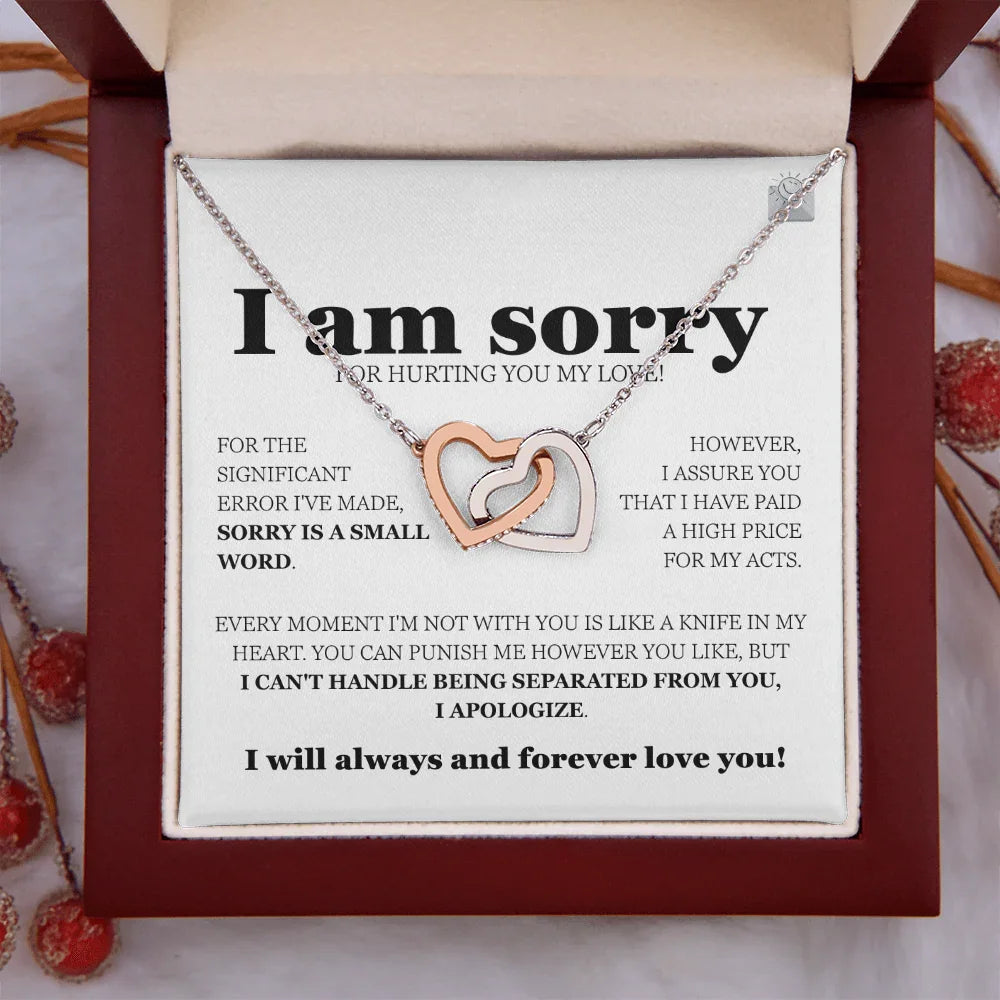 I am sorry - Interlocking Hearts Necklace - Gift Set - SLDDL0114 - Sunshine Letters Co
