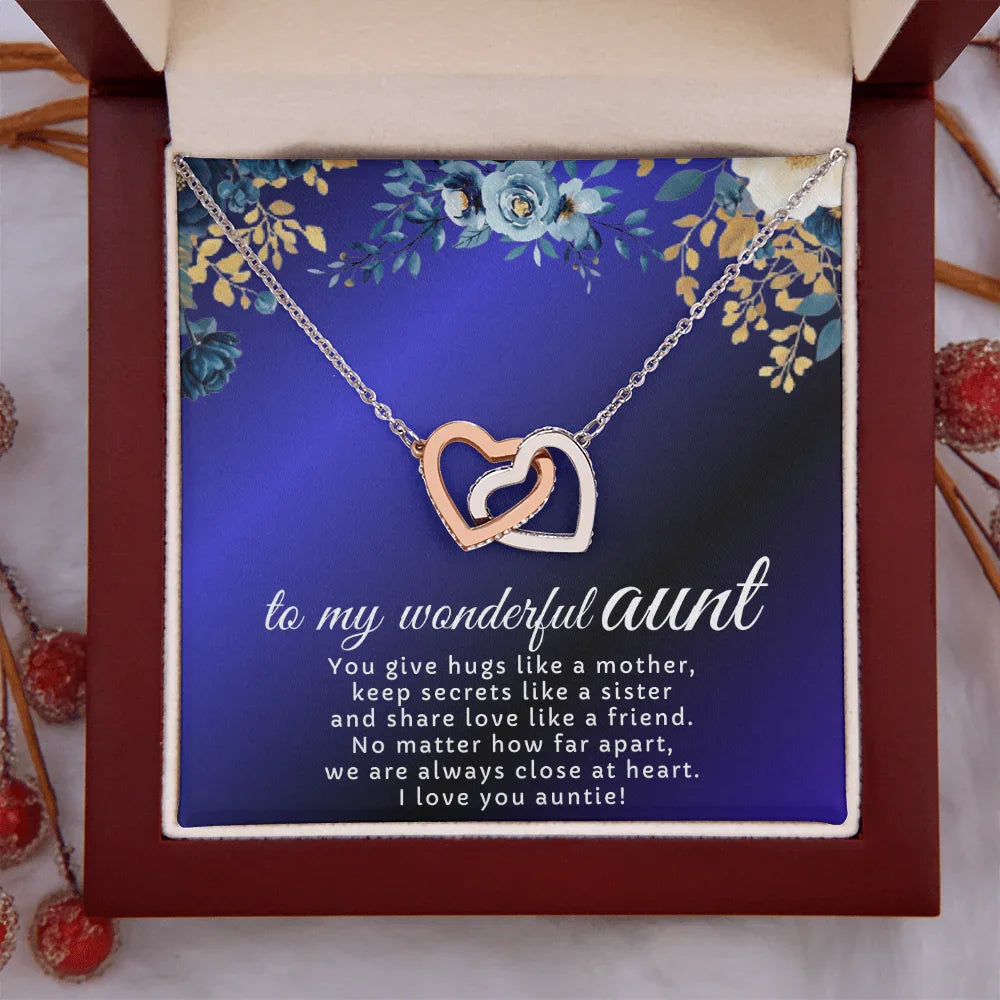 To My Wonderful Aunt - Interlocking Hearts Necklace - Gift Set - SLDDL0120 - Sunshine Letters Co