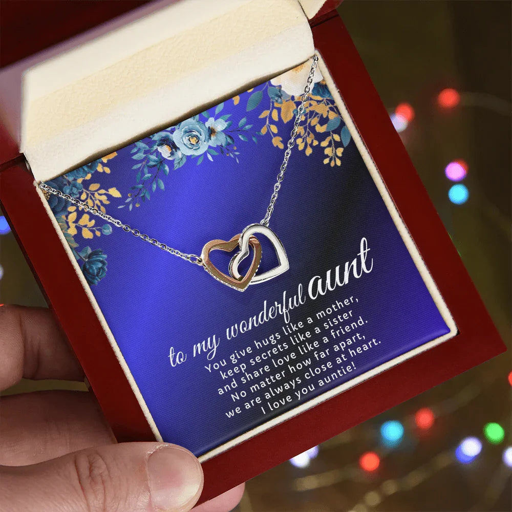 To My Wonderful Aunt - Interlocking Hearts Necklace - Gift Set - SLDDL0120 - Sunshine Letters Co