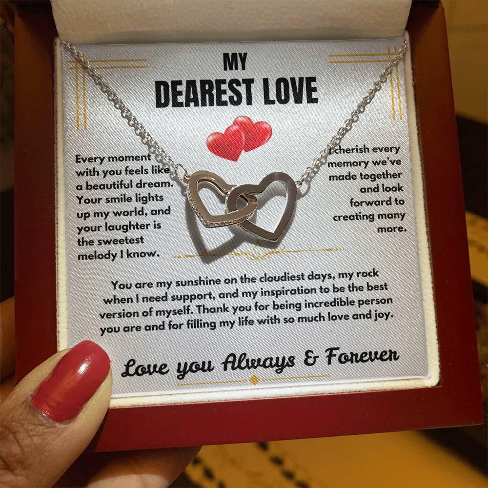 To My Dearest Love - Interlocking Hearts Necklace - Gift Set - SLDDL0059 - Sunshine Letters Co