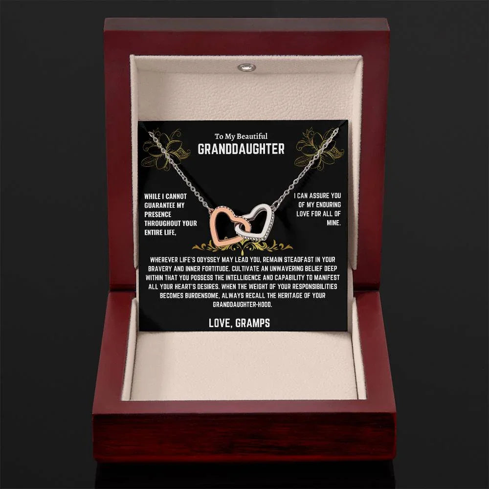 To My Beautiful Granddaughter - Interlocking Hearts Necklace Gift Set - SLDDL0013 - Sunshine Letters Co