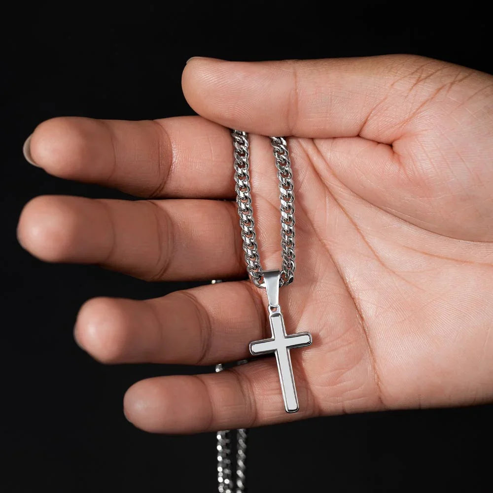 To My Brother-in-law - Artisan Cross Necklace on Cuban Chain w/ MC- Gift Set - SLDDL0041 - Sunshine Letters Co
