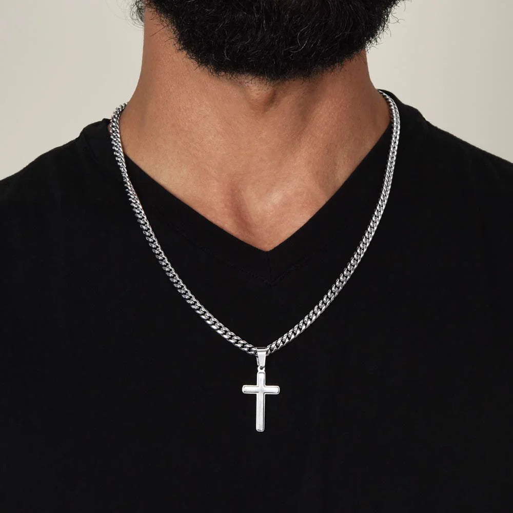 To My Brother-in-law - Artisan Cross Necklace on Cuban Chain w/ MC- Gift Set - SLDDL0041 - Sunshine Letters Co