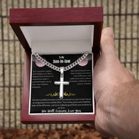 To My Son-in-law - Artisan Cross Necklace on Cuban Chain w/ MC- Gift Set - SLDDL0042 - Sunshine Letters Co