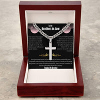 To My Brother-in-law - Artisan Cross Necklace on Cuban Chain w/ MC- Gift Set - SLDDL0041 - Sunshine Letters Co