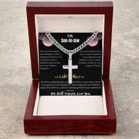 To My Son-in-law - Artisan Cross Necklace on Cuban Chain w/ MC- Gift Set - SLDDL0042 - Sunshine Letters Co