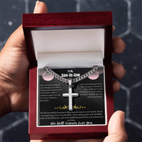 To My Son-in-law - Artisan Cross Necklace on Cuban Chain w/ MC- Gift Set - SLDDL0042 - Sunshine Letters Co