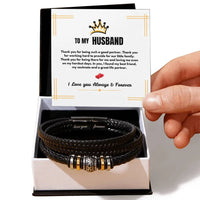 To My Husband - Love You Forever - Braided Bracelet - Gift Set - SLDDL0060 - Sunshine Letters Co
