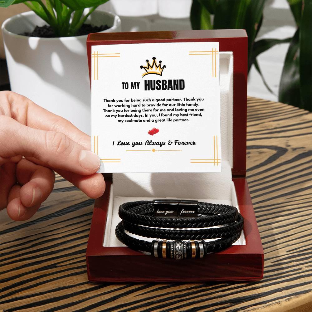 To My Husband - Love You Forever - Braided Bracelet - Gift Set - SLDDL0060 - Sunshine Letters Co