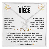 To My Beloved Niece - Zodiac Symbol Necklace - Gift Set - SLDDL0023 - Sunshine Letters Co