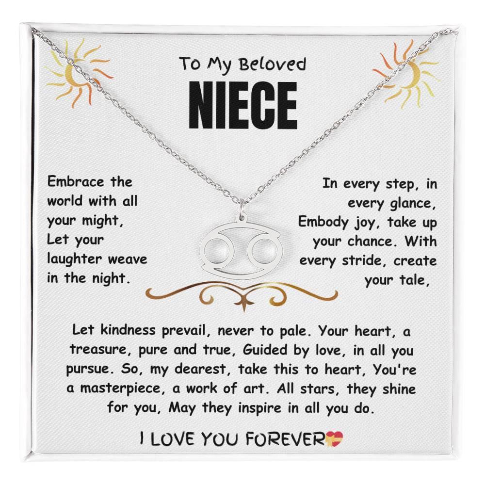 To My Beloved Niece - Zodiac Symbol Necklace - Gift Set - SLDDL0023 - Sunshine Letters Co