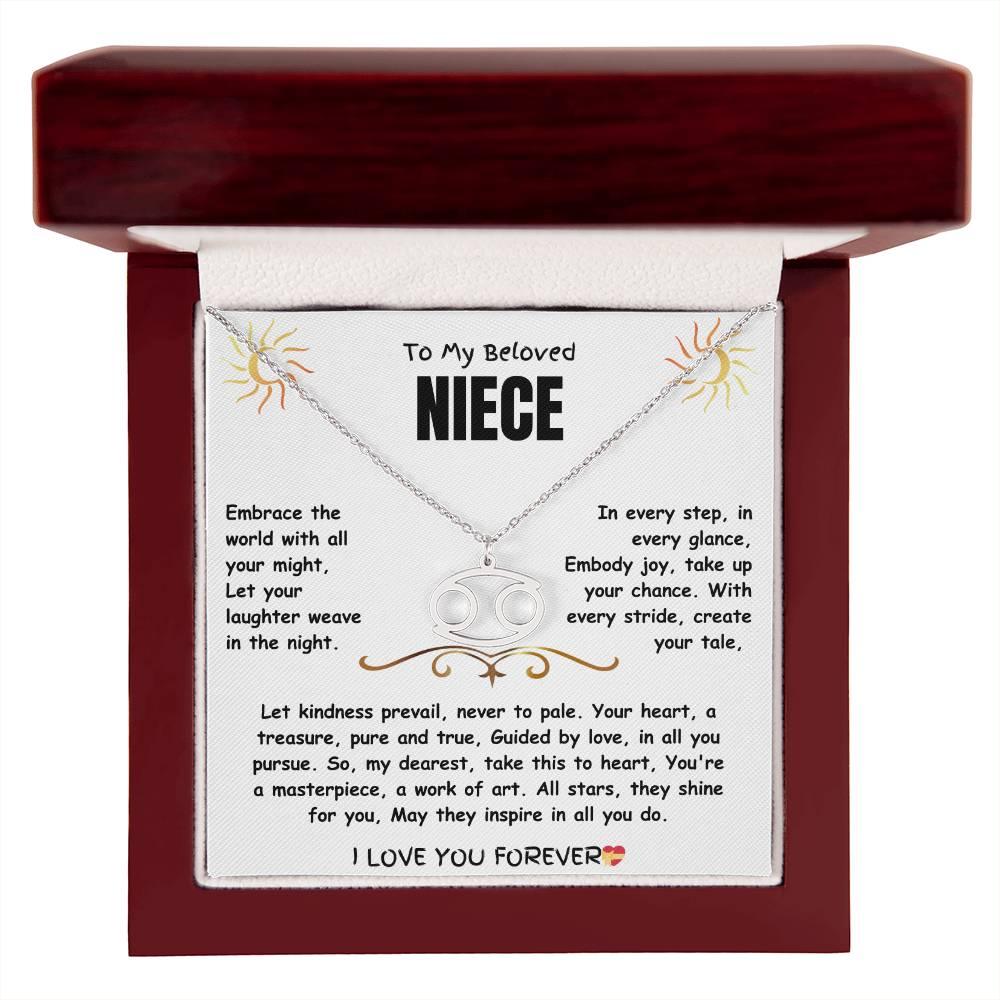 To My Beloved Niece - Zodiac Symbol Necklace - Gift Set - SLDDL0023 - Sunshine Letters Co