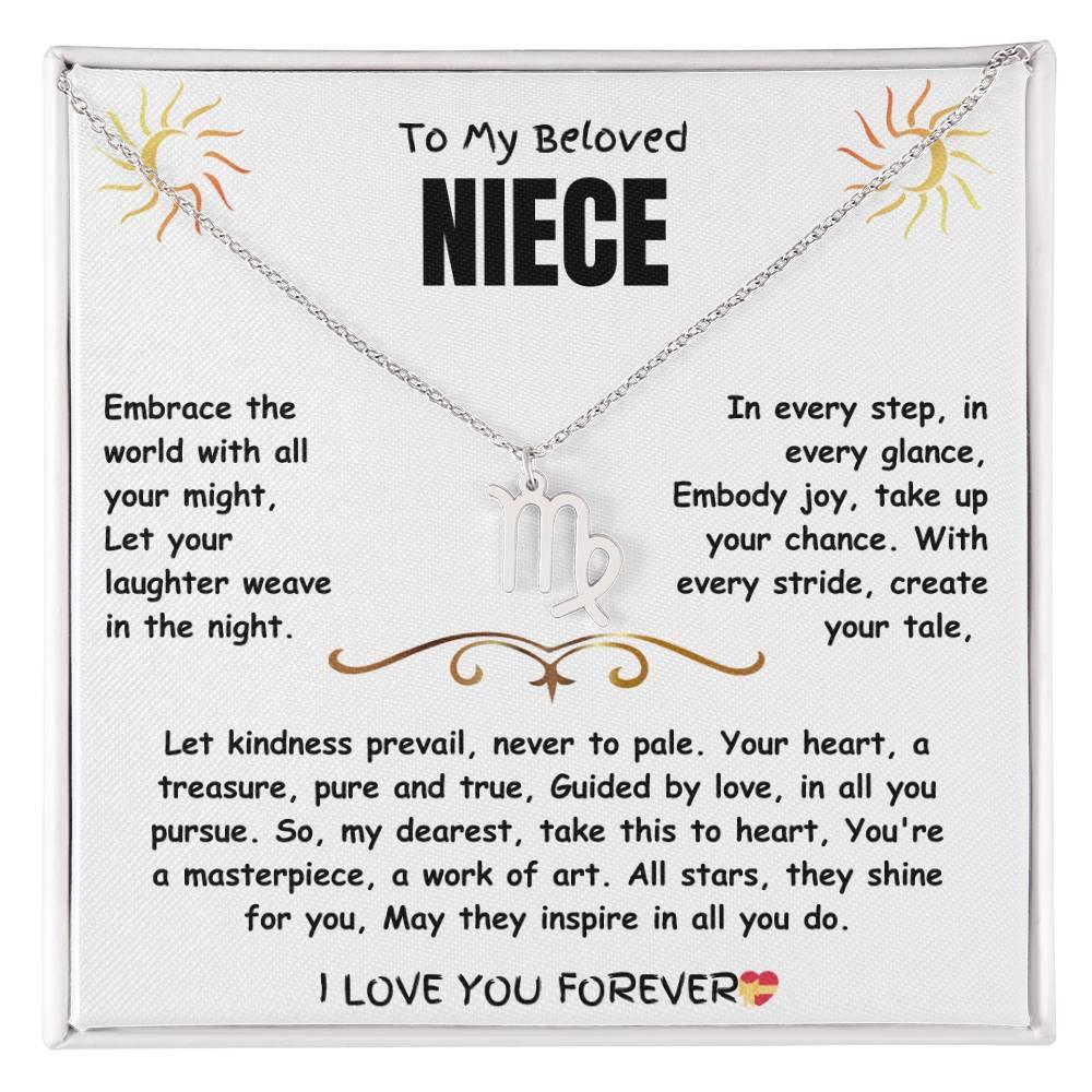 To My Beloved Niece - Zodiac Symbol Necklace - Gift Set - SLDDL0023 - Sunshine Letters Co