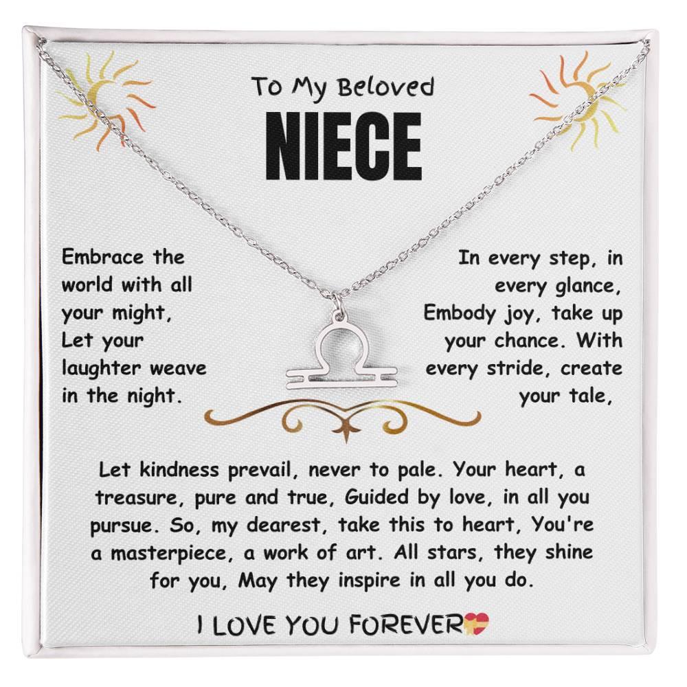 To My Beloved Niece - Zodiac Symbol Necklace - Gift Set - SLDDL0023 - Sunshine Letters Co