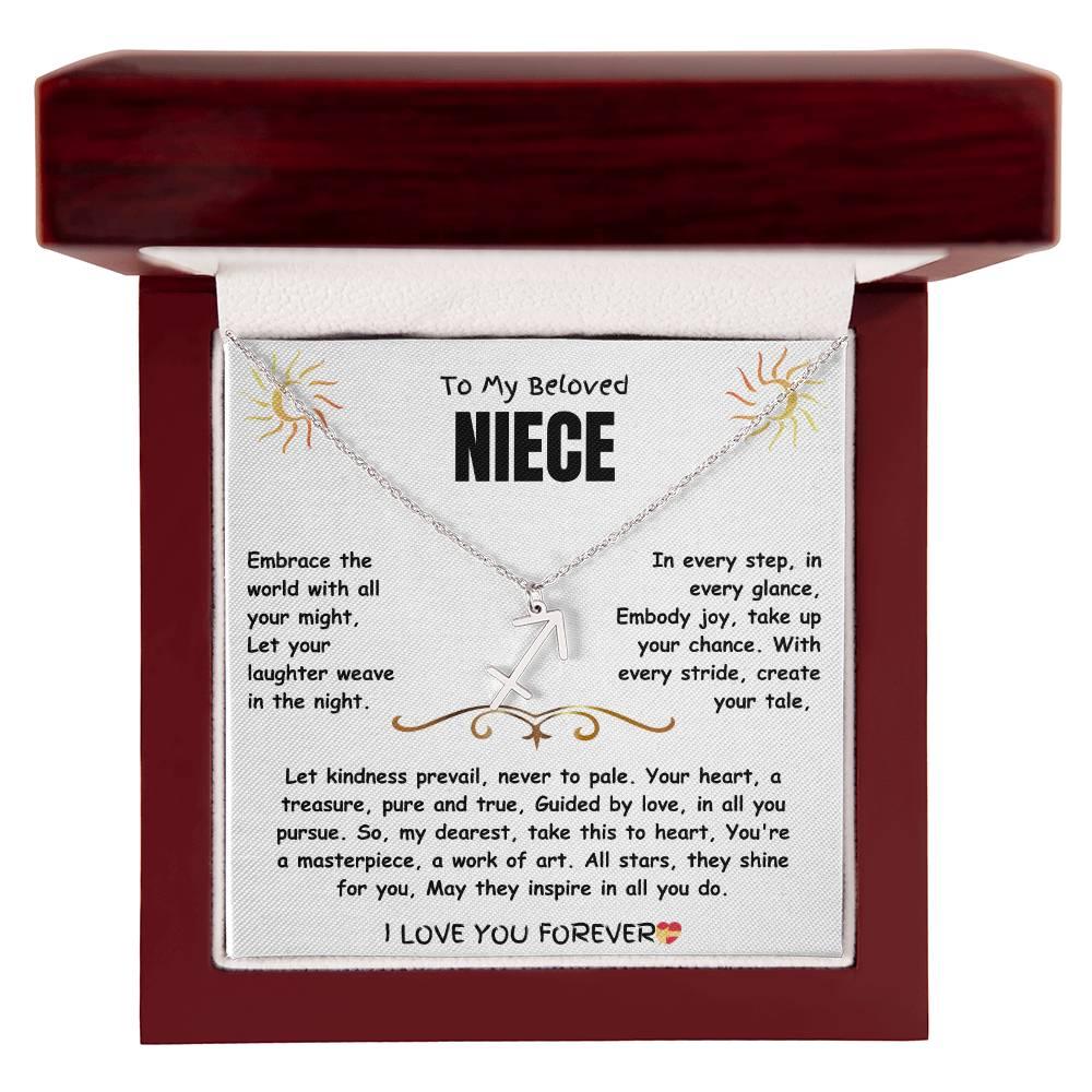 To My Beloved Niece - Zodiac Symbol Necklace - Gift Set - SLDDL0023 - Sunshine Letters Co