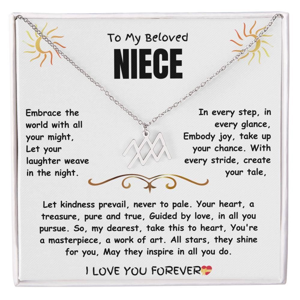 To My Beloved Niece - Zodiac Symbol Necklace - Gift Set - SLDDL0023 - Sunshine Letters Co