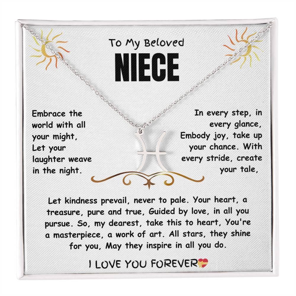 To My Beloved Niece - Zodiac Symbol Necklace - Gift Set - SLDDL0023 - Sunshine Letters Co