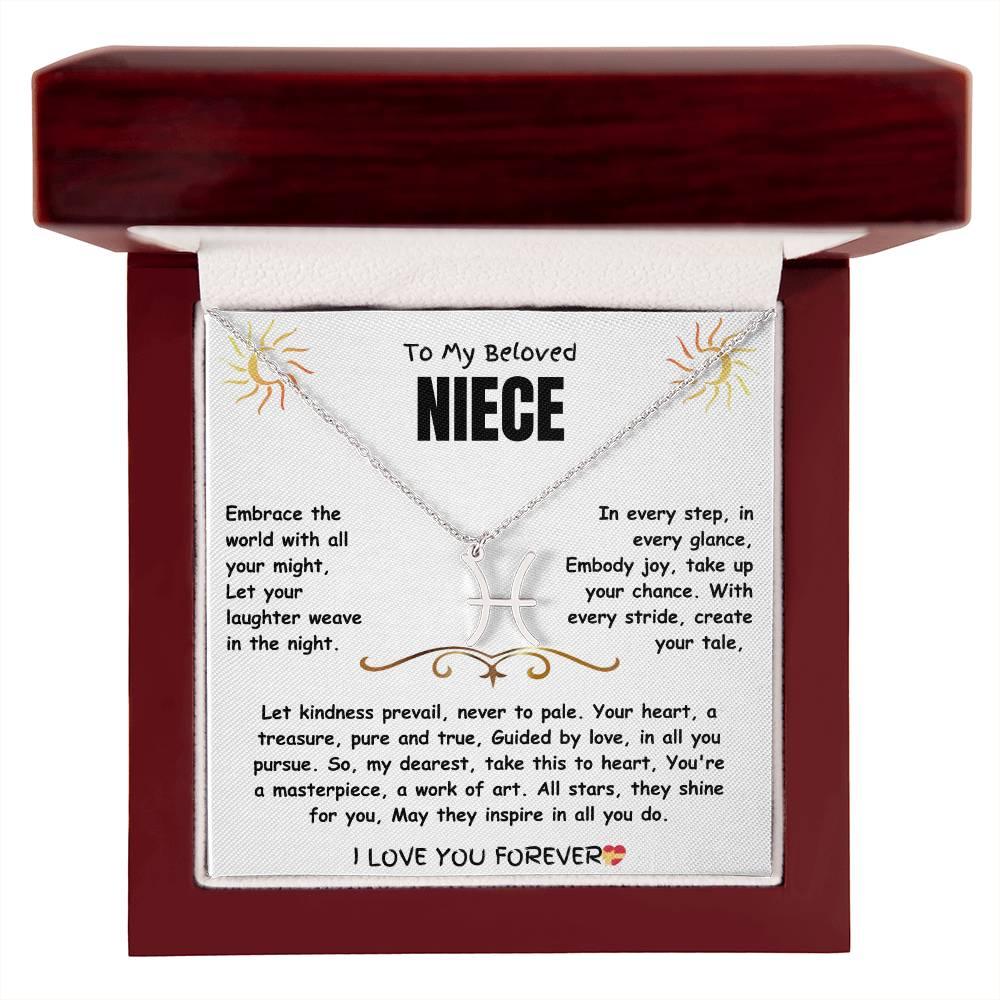 To My Beloved Niece - Zodiac Symbol Necklace - Gift Set - SLDDL0023 - Sunshine Letters Co