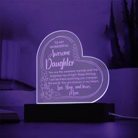 To My Wonderful Awesome Daughter - Engraved Acrylic Heart Plaque Gift Set - SLDDL0033 - Sunshine Letters Co