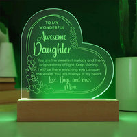 To My Wonderful Awesome Daughter - Engraved Acrylic Heart Plaque Gift Set - SLDDL0033 - Sunshine Letters Co