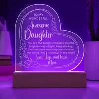 To My Wonderful Awesome Daughter - Engraved Acrylic Heart Plaque Gift Set - SLDDL0033 - Sunshine Letters Co