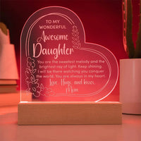 To My Wonderful Awesome Daughter - Engraved Acrylic Heart Plaque Gift Set - SLDDL0033 - Sunshine Letters Co